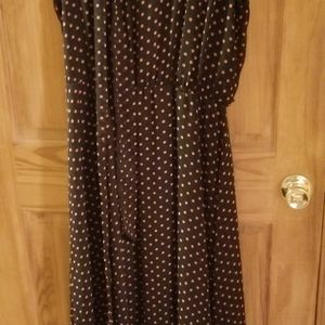 Womens dress navy with coral dots